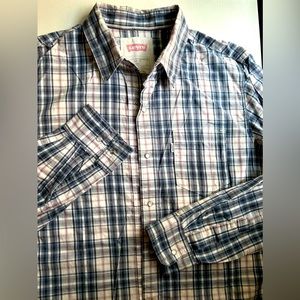 Men Levi’s Long Sleeve Cotton Button Shirt checker plaid M